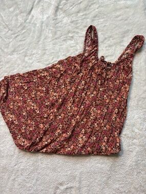 Old Navy Floral Sleeveless Midi Dress in Burgundy and Peach
